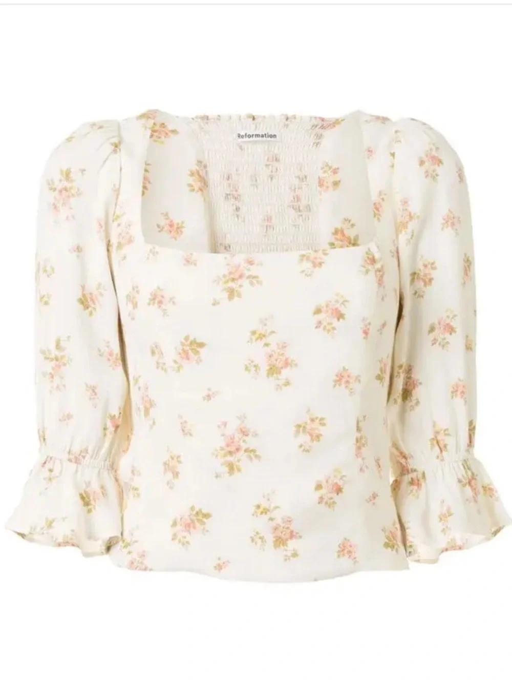Reformation Ana Ruffled Floral Blouse in Mildred size 6 $148